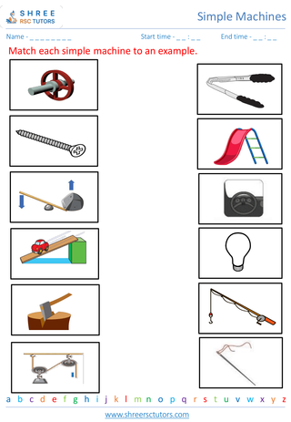 Grade 2  Science worksheet: Simple Machines - Basic understanding of how simple machines work