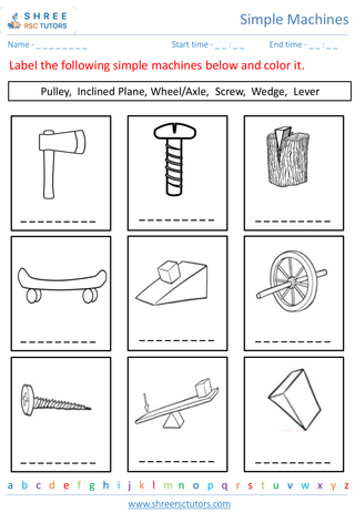 Grade 2  Science worksheet: Simple Machines - Introduction to simple machines