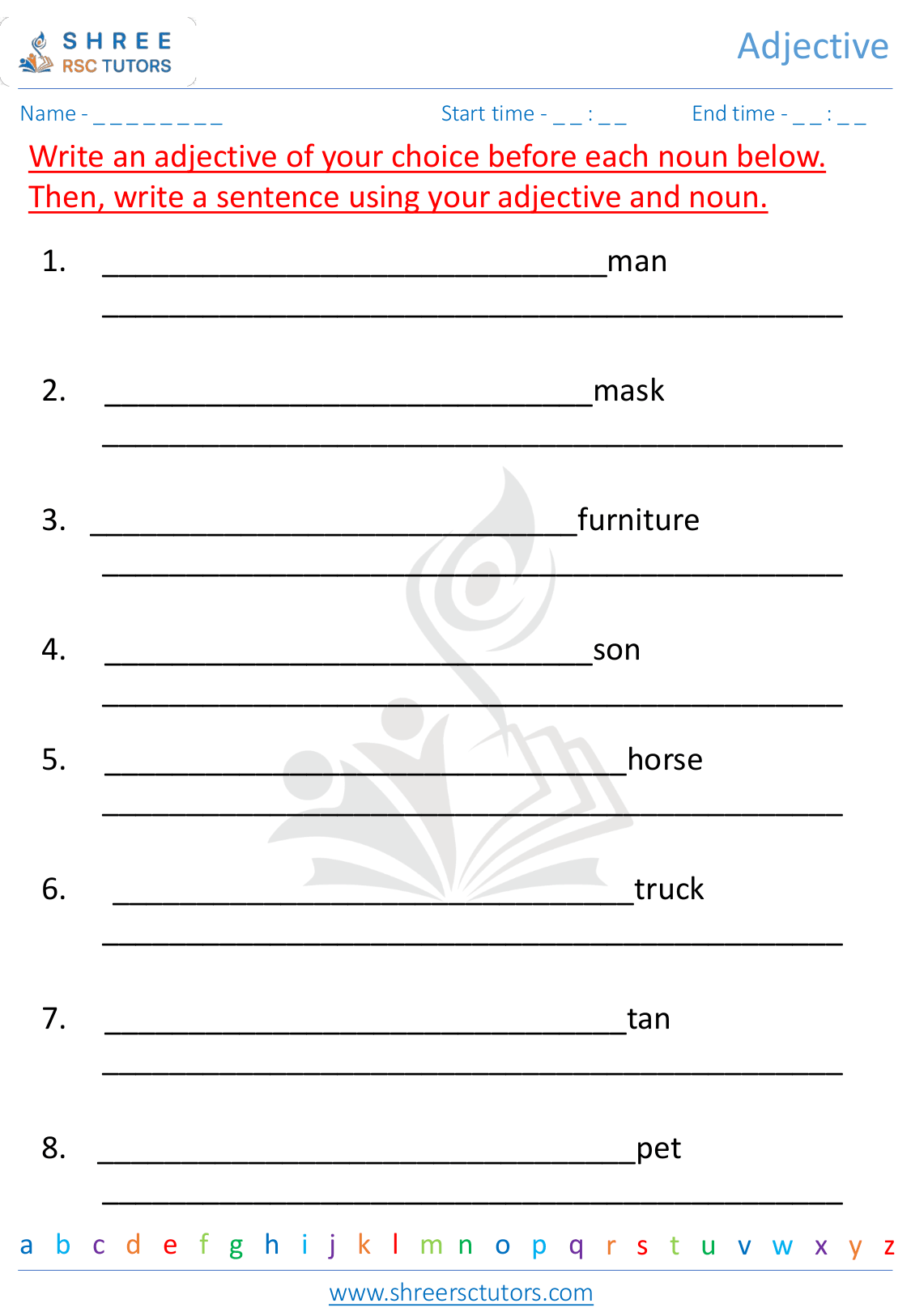 Grade 3  English worksheet: Adjectives