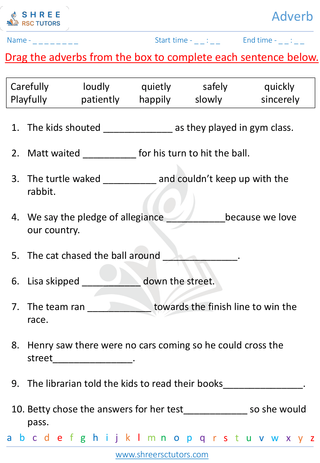 Grade 3  English worksheet: Adverb