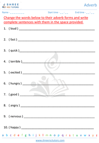 Grade 3  English worksheet: Adverb