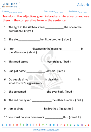 Grade 3  English worksheet: Adverb