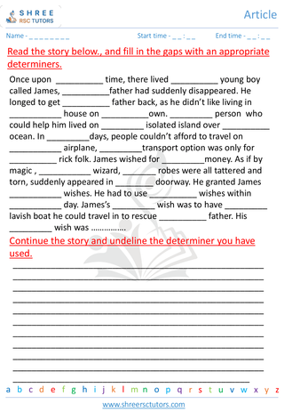 Grade 3  English worksheet: Articles