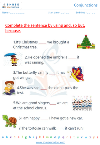 Grade 3  English worksheet: Conjunctions