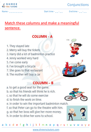 Grade 3  English worksheet: Conjunctions
