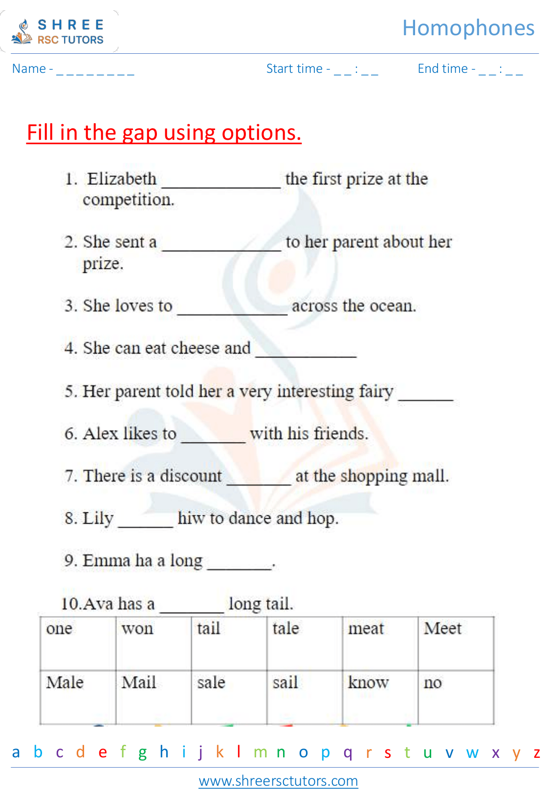 Grade 3  English worksheet: Homophones