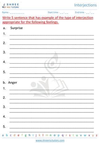 Grade 3  English worksheet: Interjection