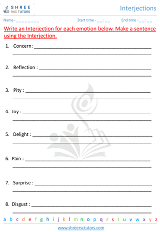 Grade 3  English worksheet: Interjection