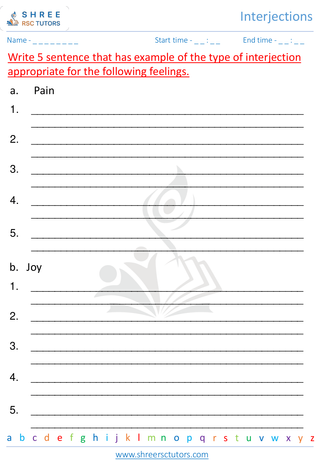 Grade 3  English worksheet: Interjection