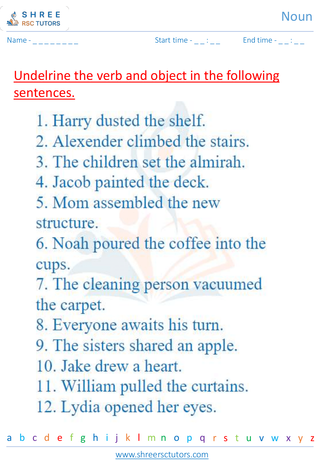 Grade 3  English worksheet: Noun
