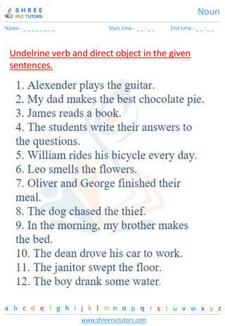 Grade 3  English worksheet: Noun