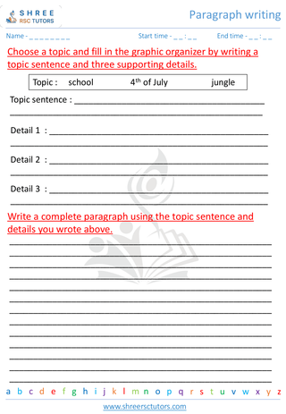 Grade 3  English worksheet: Paragraph writing