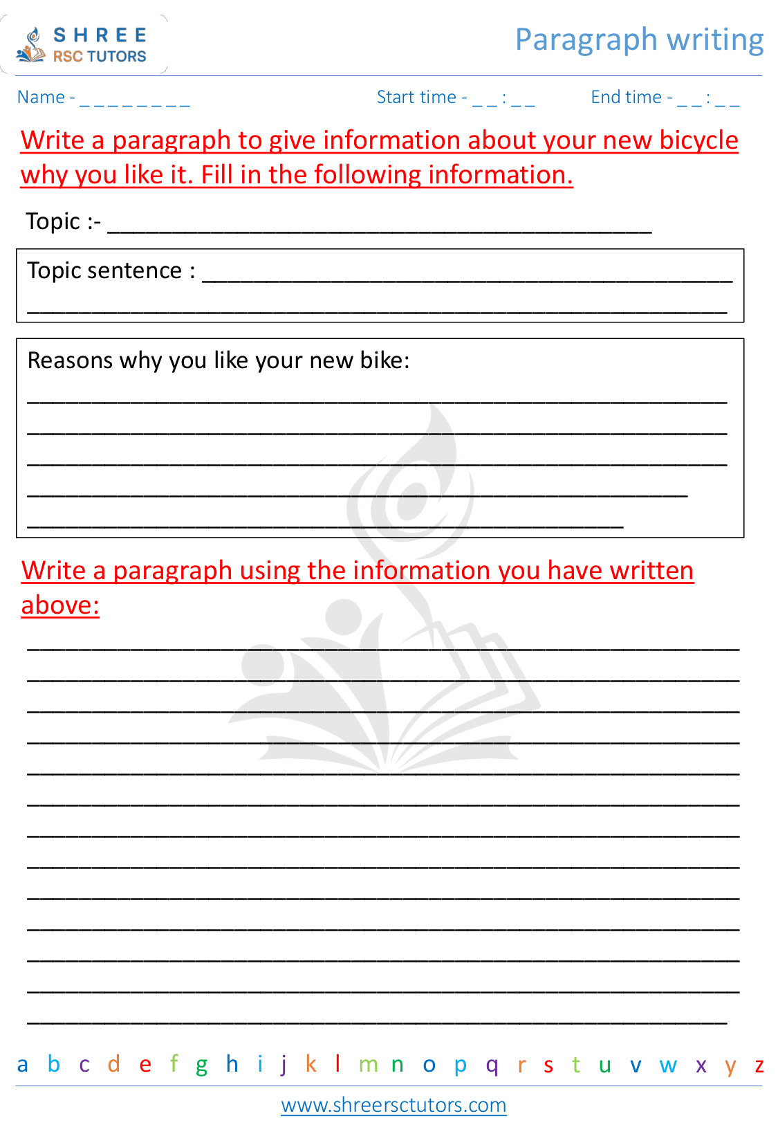 Paragraph Writing Worksheets For Grade 3 English Shree Rsc Tutors