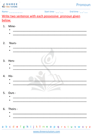 Grade 3  English worksheet: Pronoun