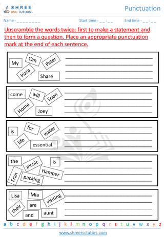 Grade 3  English worksheet: Punctuation