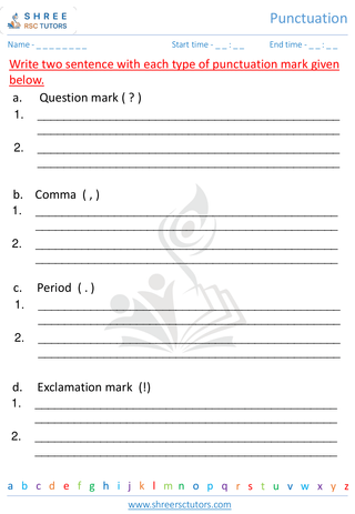 Grade 3  English worksheet: Punctuation