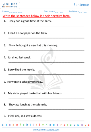Grade 3  English worksheet: Sentence