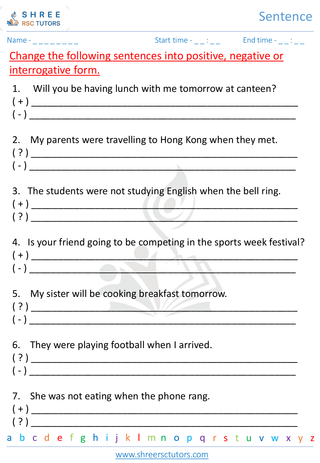 Sentence worksheets for Grade 3 English | shree rsc tutors