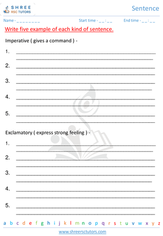 Grade 3  English worksheet: Sentence