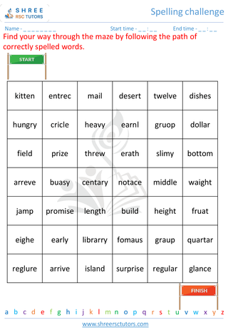 Grade 3  English worksheet: Spelling challenge