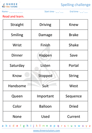 Grade 3  English worksheet: Spelling challenge