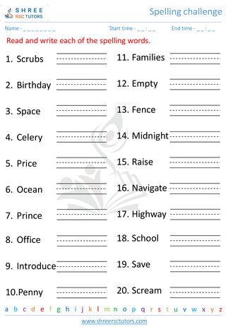 Grade 3  English worksheet: Spelling challenge