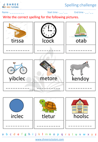 Grade 3  English worksheet: Spelling challenge