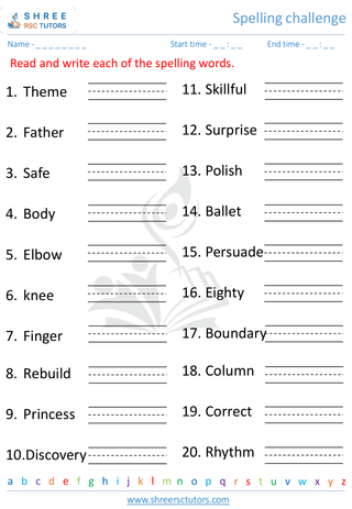 Grade 3  English worksheet: Spelling challenge