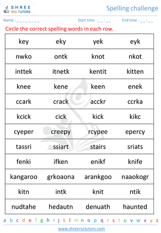 Grade 3  English worksheet: Spelling challenge