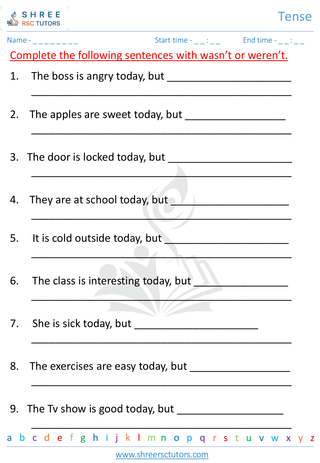 Grade 3  English worksheet: Tense