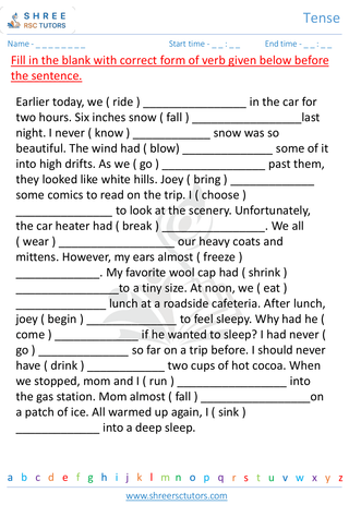 Grade 3  English worksheet: Tense