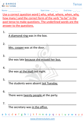 Grade 3  English worksheet: Tense