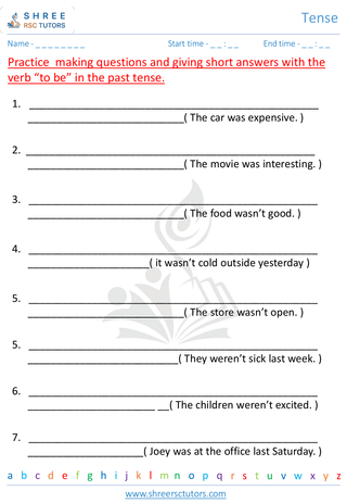 Grade 3  English worksheet: Tense