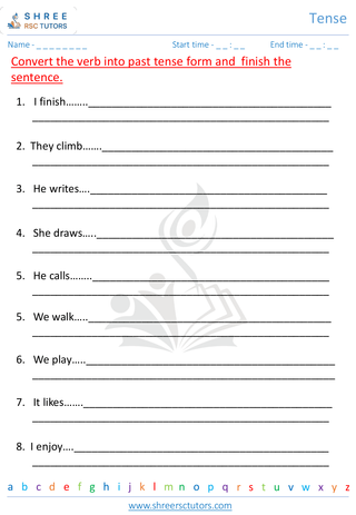 Grade 3  English worksheet: Tense