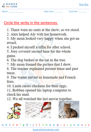 Grade 3  English worksheet: Verbs