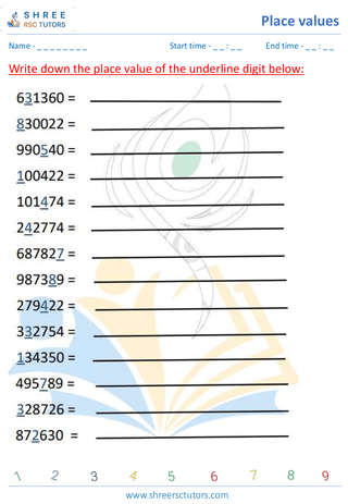 Grade 3  Maths worksheet: Numerical place