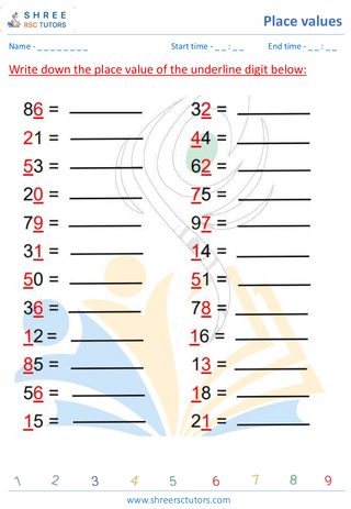 Grade 3  Maths worksheet: Numerical place