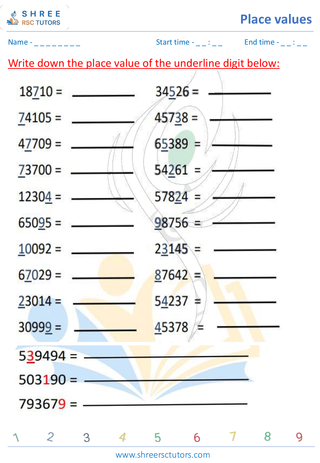 Grade 3  Maths worksheet: Numerical place