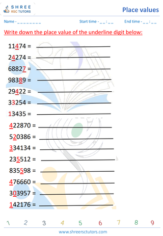 Grade 3  Maths worksheet: Numerical place