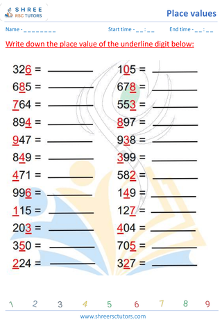 Grade 3  Maths worksheet: Numerical place