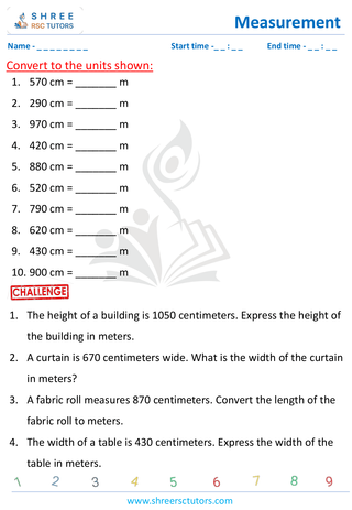 Grade 3  Maths worksheet: Standard units - Measure in centimeter