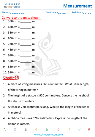 Grade 3  Maths worksheet: Standard units - Measure in centimeter