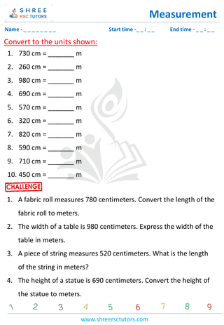 Grade 3  Maths worksheet: Standard units - Measure in centimeter