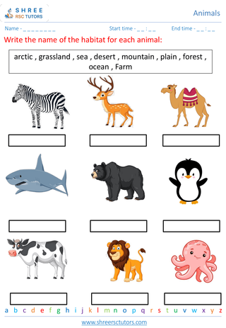 Grade 3  Science worksheet: Animals - Basic animal needs and habitats
