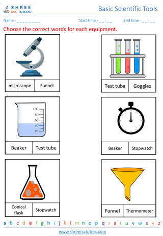 Grade 3  Science worksheet: Basic Scientific Tools