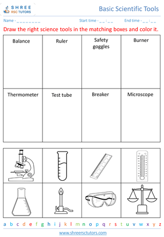 Grade 3  Science worksheet: Basic Scientific Tools