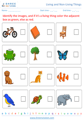 Grade 3  Science worksheet: Living and Non-Living Things - Differentiating between living and non-living things