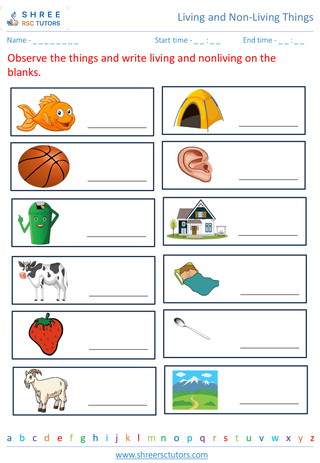 Grade 3  Science worksheet: Living and Non-Living Things - Differentiating between living and non-living things