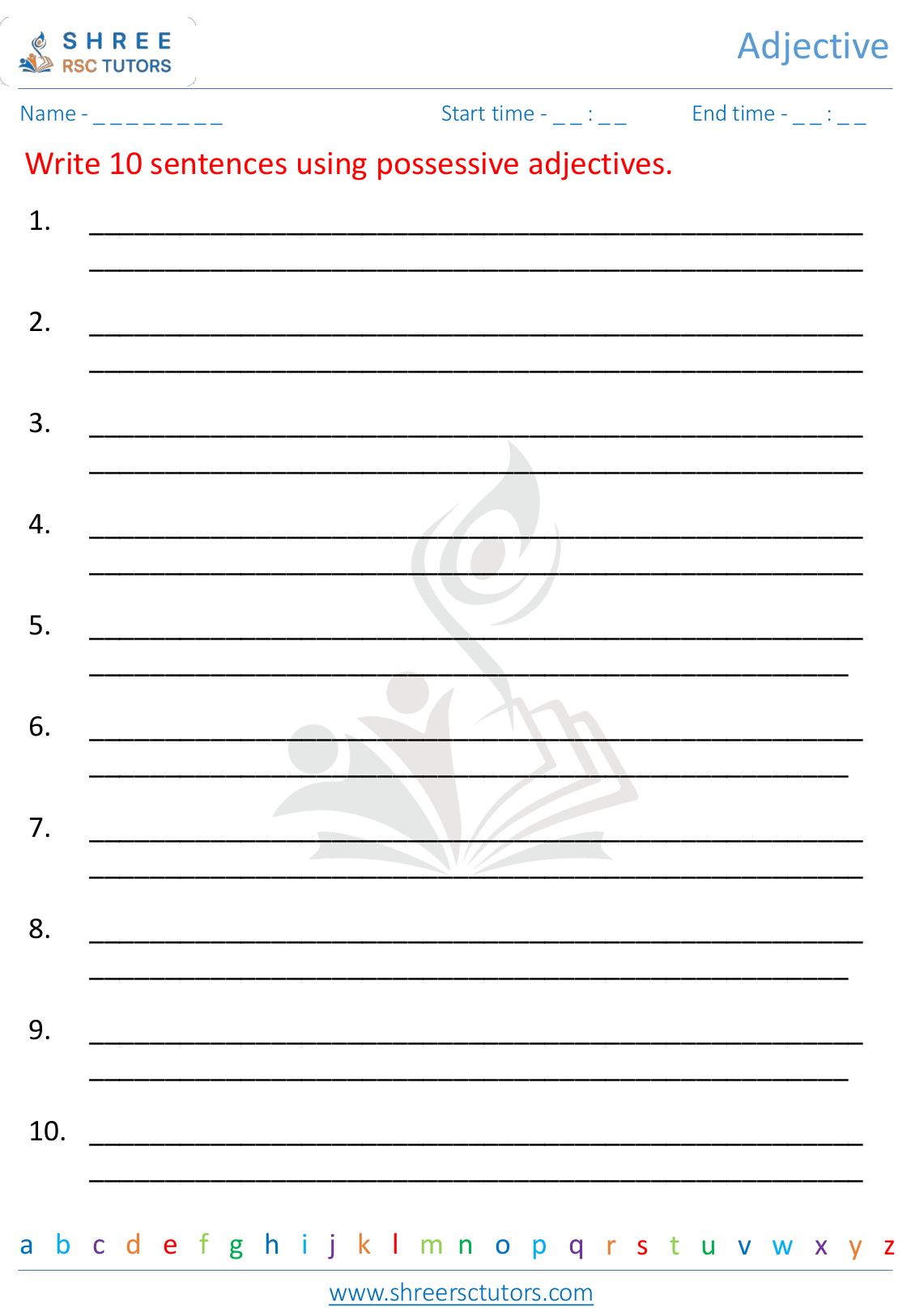 Adjectives worksheets for Grade 4 English | shree rsc tutors