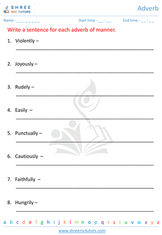 Grade 4  English worksheet: Adverb